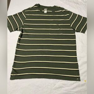 H&M Olive and Cream Striped Tee